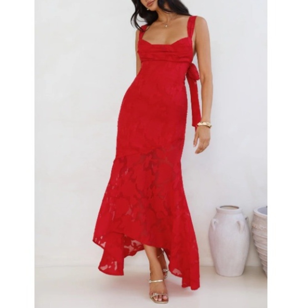 HelloMolly Women's Red Enchanted‎ Empire High-Low Maxi Dress NWT Size 8 - Picture 4 of 15